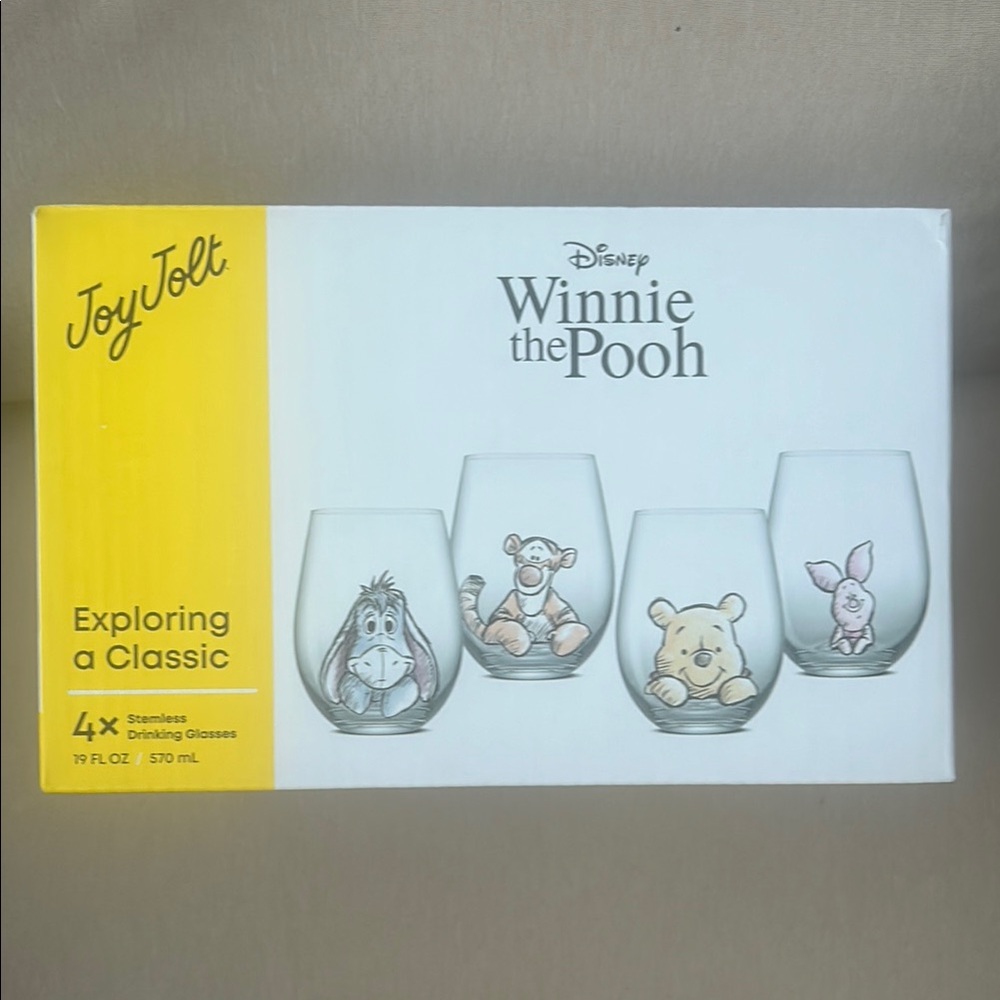 Disney Winnie the Pooh Exploring a Classic 4 Stemless Drinking Glasses